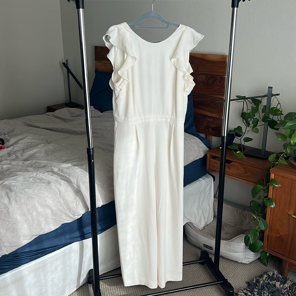J Crew White Crepe Jumpsuit